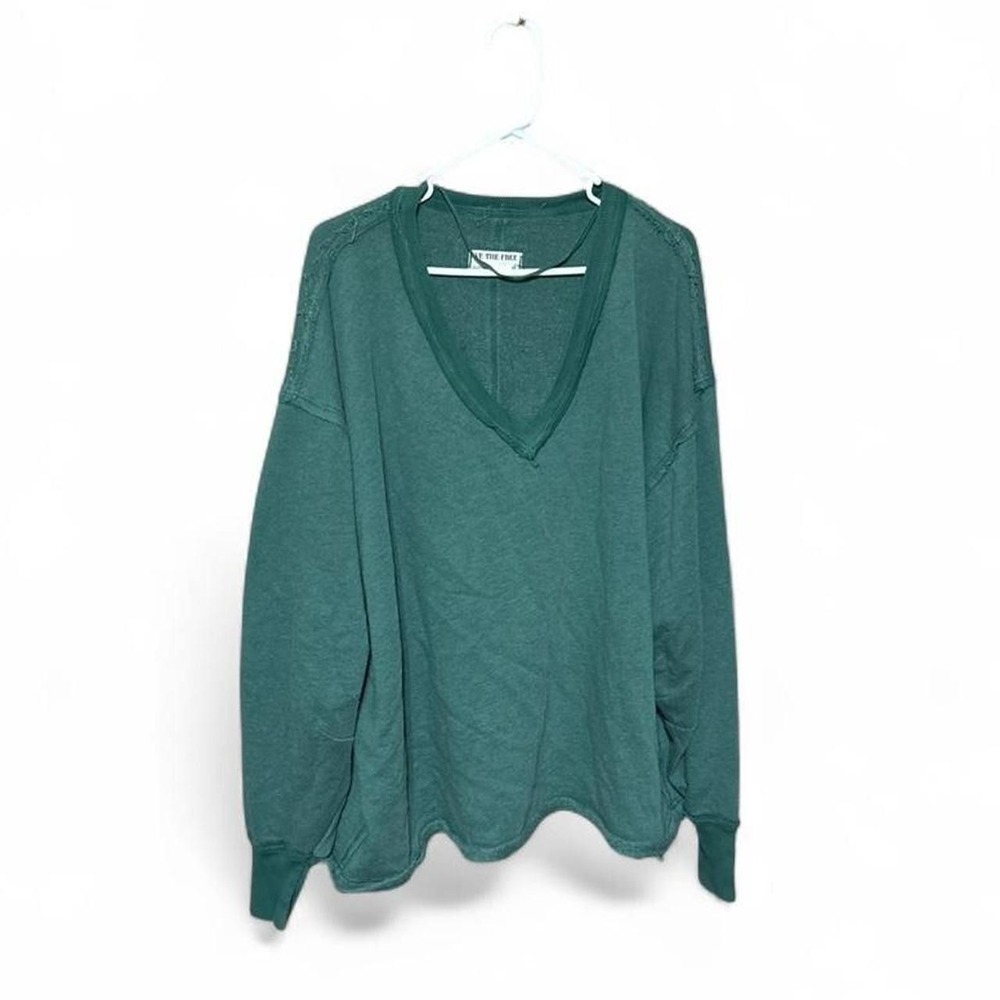 Free People We the Free Venice V-Neck Sweatshirt - Medium - Green